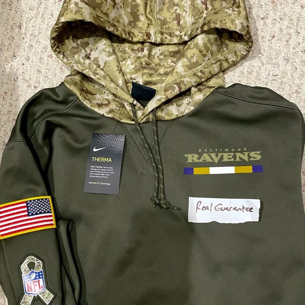 Nwt 100% Nike 2017 Baltimore Ravens Salute To Service Hoodie Sweatshirt NFL 17 - Picture 1 of 4